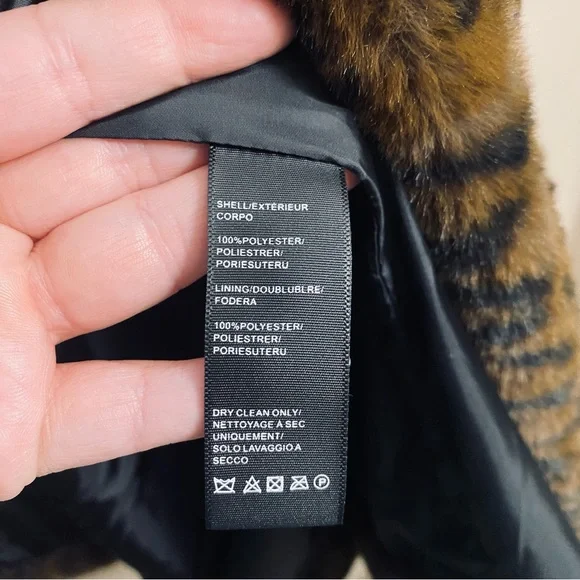 Rebecca Minkoff NWT Leopard Vegan Faux Fur Wrap Belted Coat With Hood Size Large - Picture 6 of 12